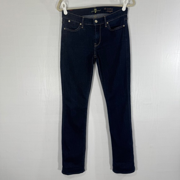 7 For All Mankind Modern Straight Dark Wash Denim Jeans Womens Size 29 - Picture 1 of 9